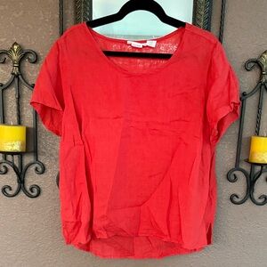 Isaac Mizrahi Red Short-Sleeve Scoop Neck Blouse